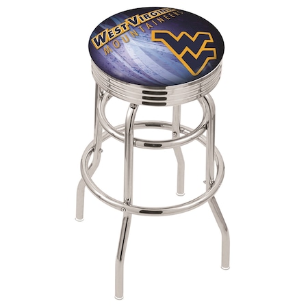 Holland Bar Stool Co 30" Chrome 2-Ring West Virginia Swivel Bar Stool, Accent Ring L7C3C30WestVA-D2
